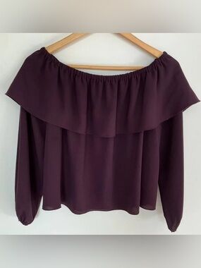 Wilfred Aritzia Off Shoulder Plum Purple Long Sleeve Top Blouse